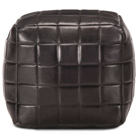 Pouf 40 x 40 x 40 cm Noir Cuir véritable de chèvre