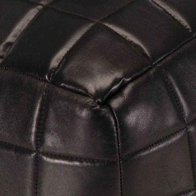 Pouf 40 x 40 x 40 cm Noir Cuir véritable de chèvre