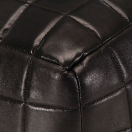 Pouf 40 x 40 x 40 cm Noir Cuir véritable de chèvre