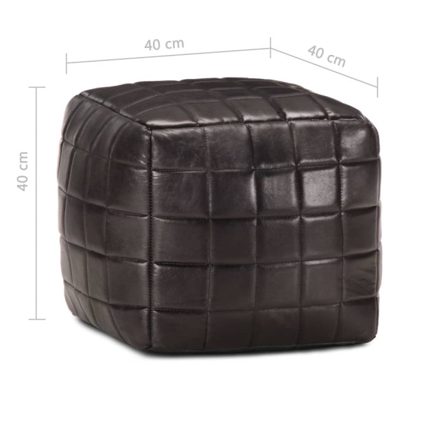 Pouf 40 x 40 x 40 cm Noir Cuir véritable de chèvre