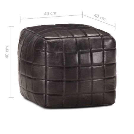 Pouf 40 x 40 x 40 cm Noir Cuir véritable de chèvre