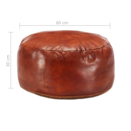 Pouf 60 x 30 cm Brun roux Cuir véritable de chèvre