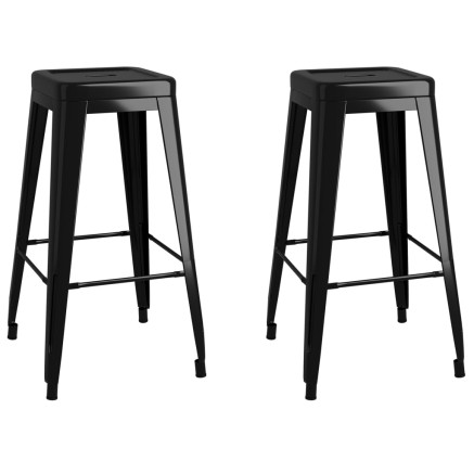 Tabourets de bar empilables lot de 2 noir métal 2