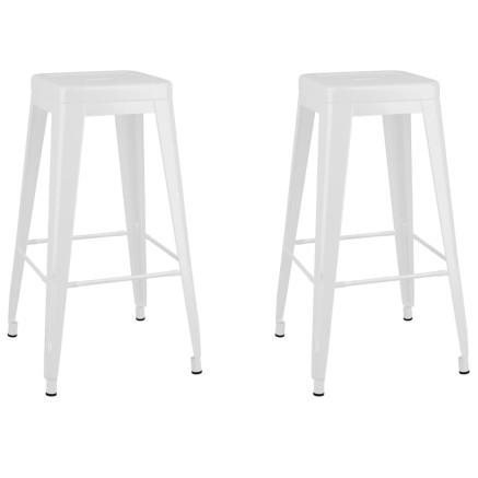 Tabourets de bar empilables lot de 2 blanc Métal 2