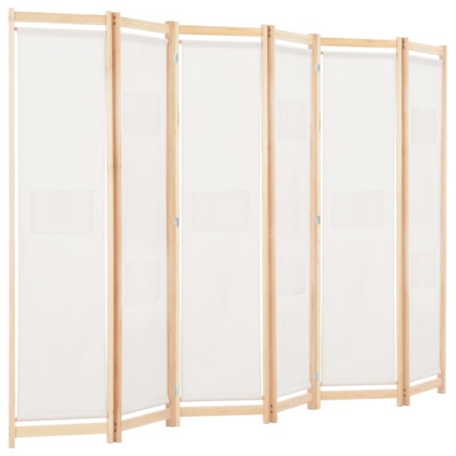 Cloison de séparation 6 panneaux Crème 240 x 170 x 4 cm Tissu