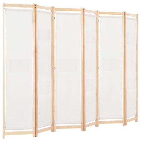 Cloison de séparation 6 panneaux Crème 240 x 170 x 4 cm Tissu