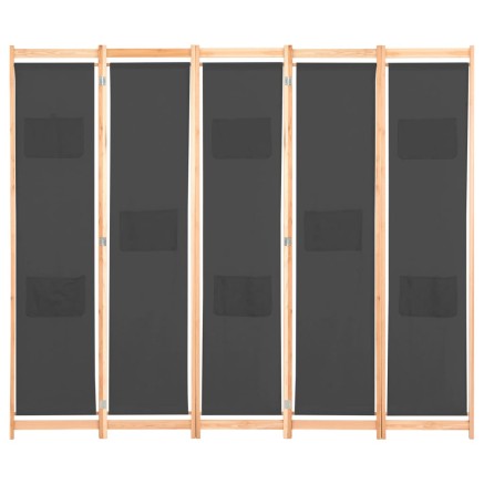 Cloison de séparation 5 panneaux Gris 200 x 170 x 4 cm Tissu 2