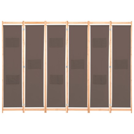 Cloison de séparation 6 panneaux Marron 240 x 170 x 4 cm Tissu 2