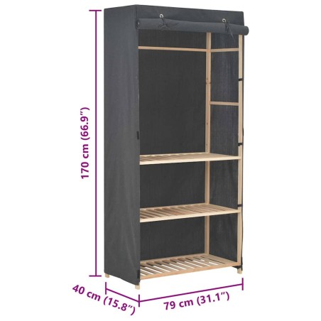 Garde-robe à 3 niveaux Gris 79 x 40 x 170 cm Tissu