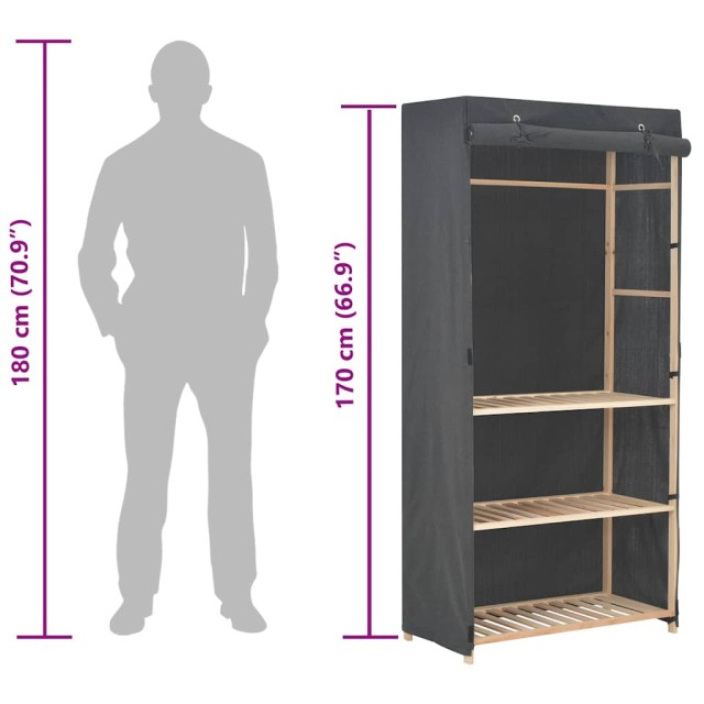 Garde-robe à 3 niveaux Gris 79 x 40 x 170 cm Tissu