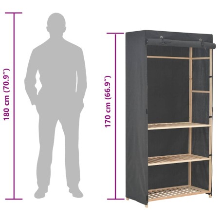 Garde-robe à 3 niveaux Gris 79 x 40 x 170 cm Tissu
