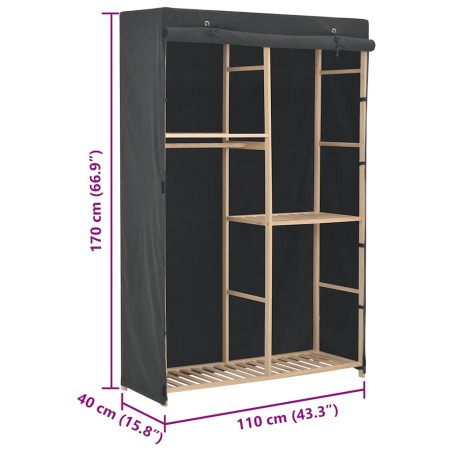 Garde-robe à 3 niveaux Gris 110 x 40 x 170 cm Tissu