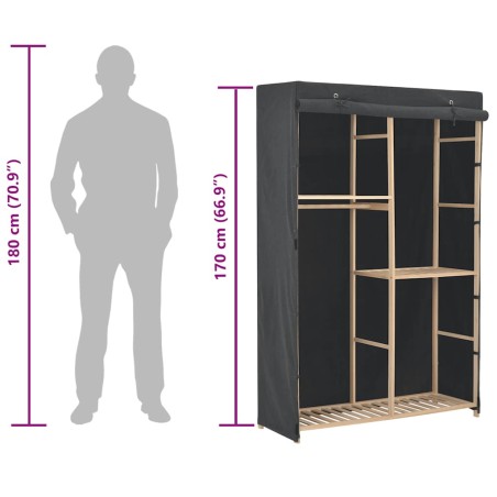 Garde-robe à 3 niveaux Gris 110 x 40 x 170 cm Tissu