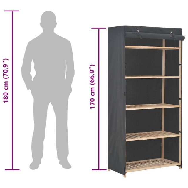 Garde-robe Gris 79 x 40 x 170 cm Tissu