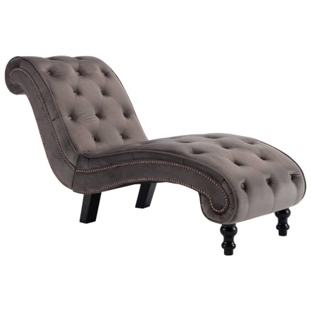 Chaise longue Velours Gris 2