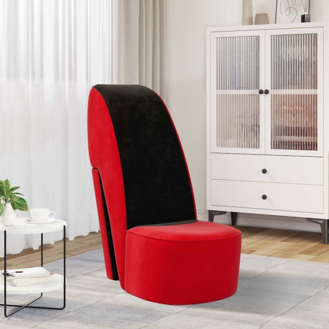 Chaise en forme de talon haut rouge velours