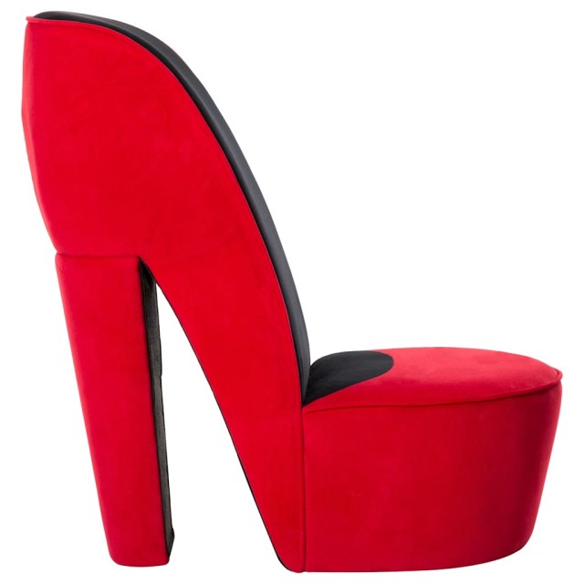 Chaise en forme de talon haut rouge velours