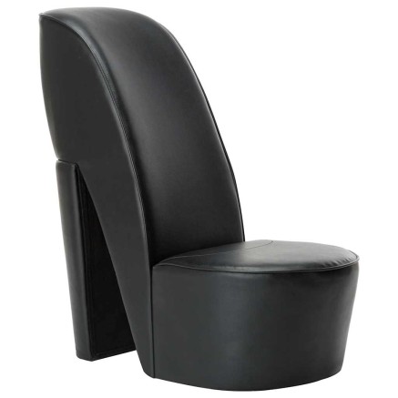 Chaise en forme de chaussure à talon haut noir similicuir 2