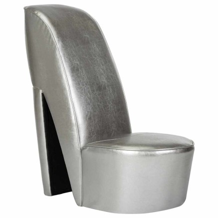 Chaise en forme de chaussure à talon haut argenté similicuir 2