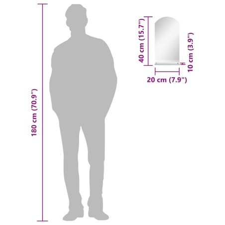 Miroir mural avec étagère 20x40 cm Verre trempé