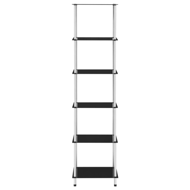 Étagère 6 niveaux Noir 40x40x160 cm Verre trempé