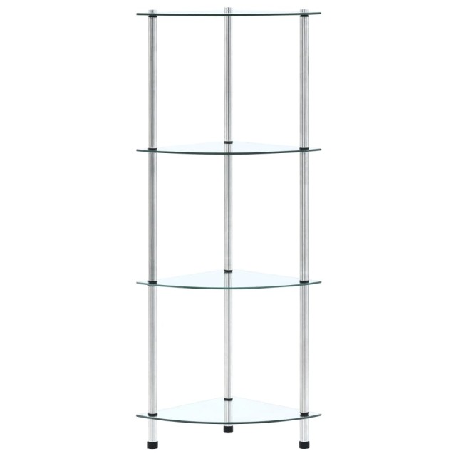 Étagère 4 niveaux Transparent 30x30x100 cm Verre trempé