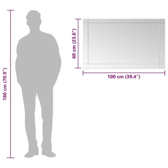 Miroir mural 100x60 cm Verre