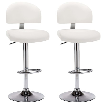 Tabourets de bar lot de 2 blanc similicuir 2