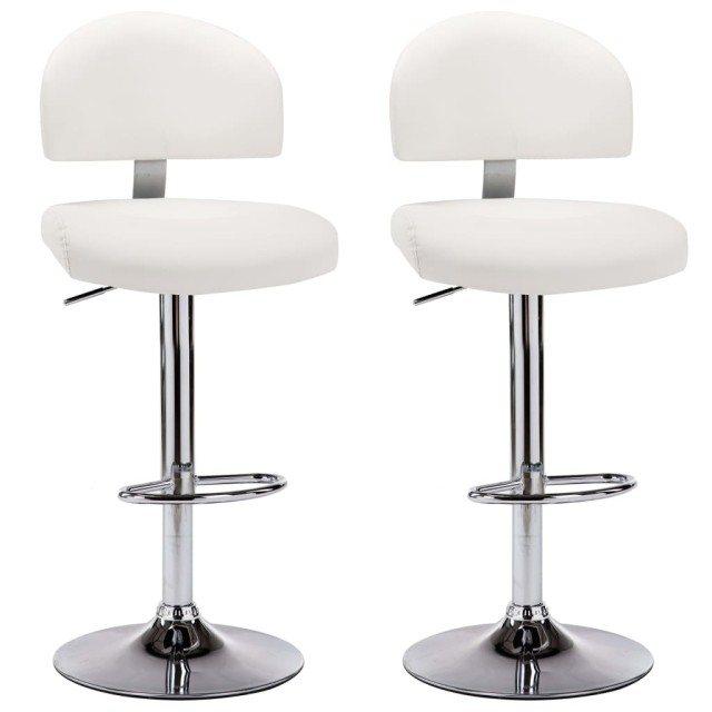Tabourets de bar lot de 2 blanc similicuir