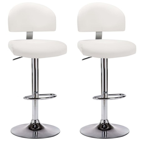 Tabourets de bar lot de 2 blanc similicuir