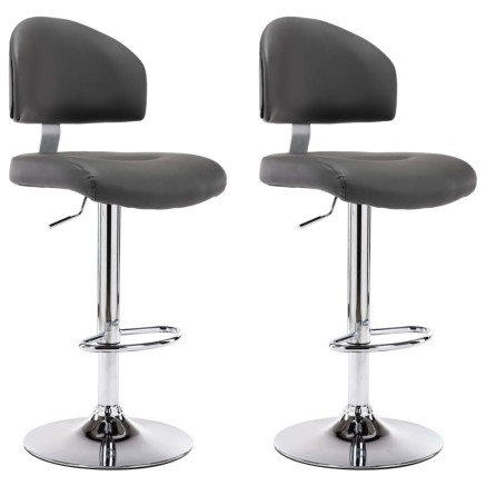 Tabourets de bar lot de 2 gris similicuir 2