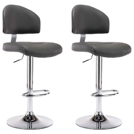 Tabourets de bar lot de 2 gris similicuir