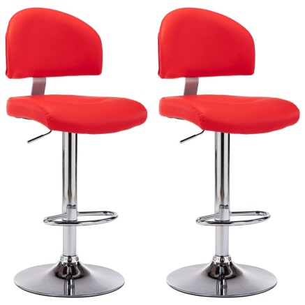 Tabourets de bar lot de 2 rouge similicuir 2