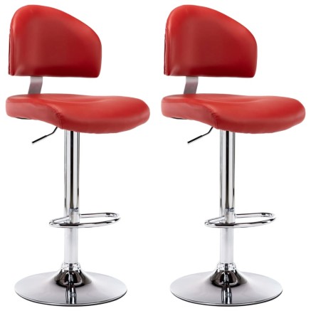 Tabourets de bar lot de 2 rouge bordeaux similicuir 2