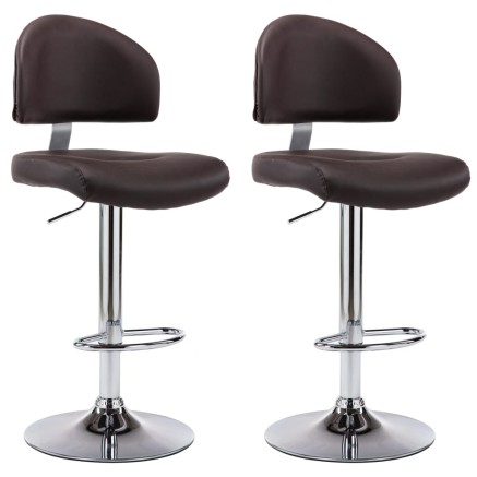 Tabourets de bar lot de 2 marron similicuir 2