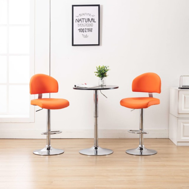 Tabourets de bar lot de 2 orange similicuir