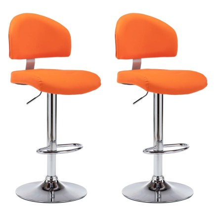 Tabourets de bar lot de 2 orange similicuir 2
