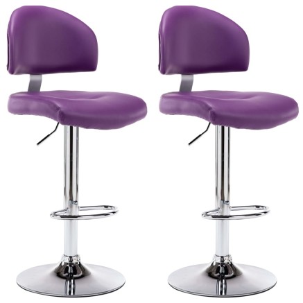 Tabourets de bar lot de 2 violet similicuir 2