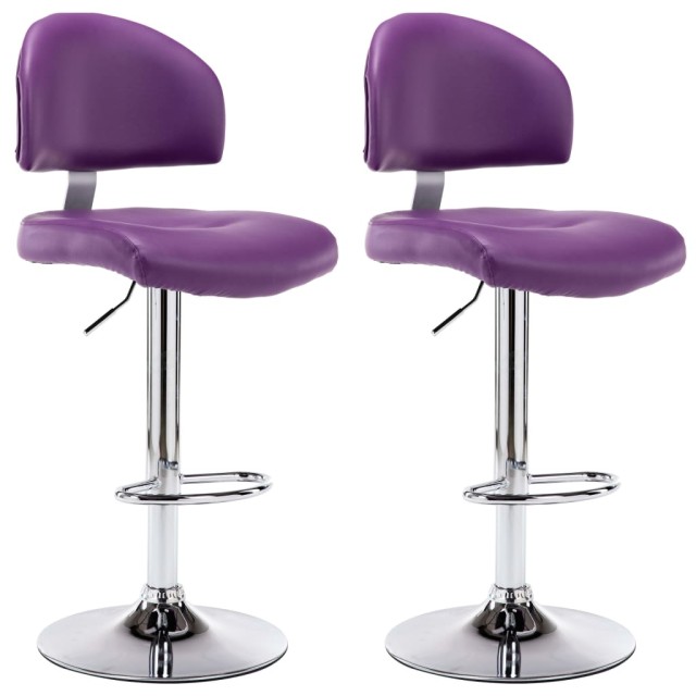 Tabourets de bar lot de 2 violet similicuir