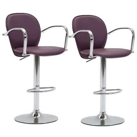 Tabourets de bar avec accoudoir lot de 2 violet similicuir 2