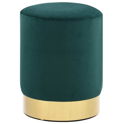 Tabouret Vert foncé et doré Velours 28 x 36 cm