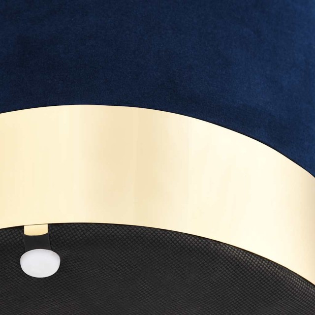 Tabouret Bleu et doré Velours 28 x 36 cm