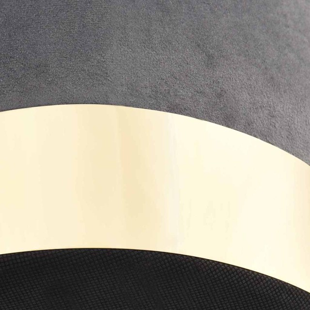 Tabouret Gris foncé et doré Velours 28 x 36 cm