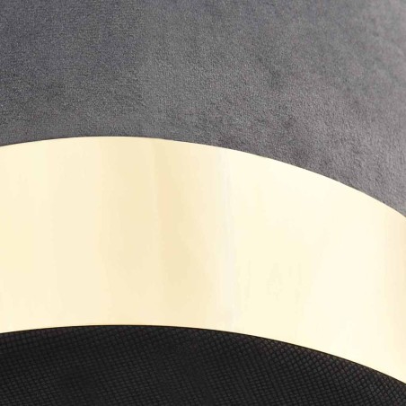 Tabouret Gris foncé et doré Velours 28 x 36 cm