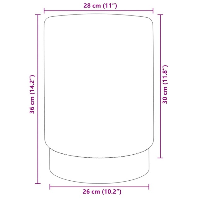 Tabouret Gris foncé et doré Velours 28 x 36 cm