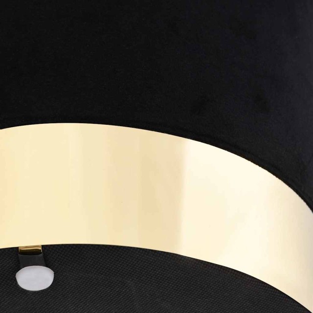 Tabouret Noir et doré Velours 28 x 36 cm