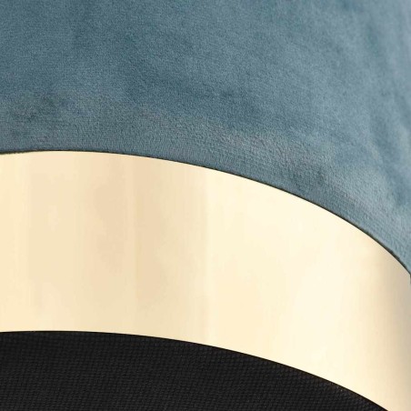 Tabouret Bleu clair et doré Velours 28 x 36 cm