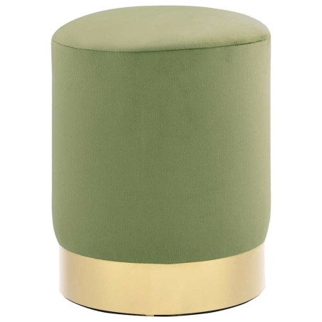 Tabouret Vert moutarde et doré Velours 28 x 36 cm