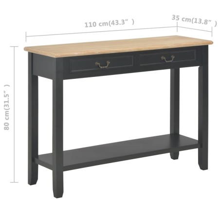 Table console Noir 110x35x80 cm Bois