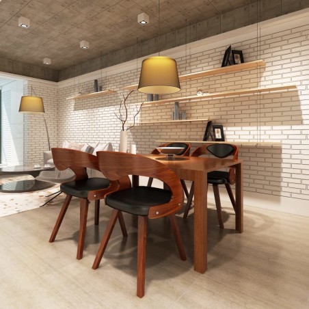 Chaises à manger lot de 4 marron bois courbé et similicuir